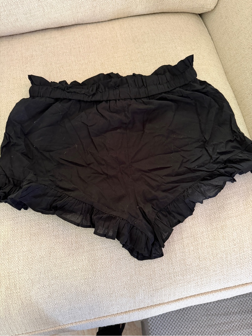 J. Crew Black Elastic Waist Shorts with Ruffle Trim